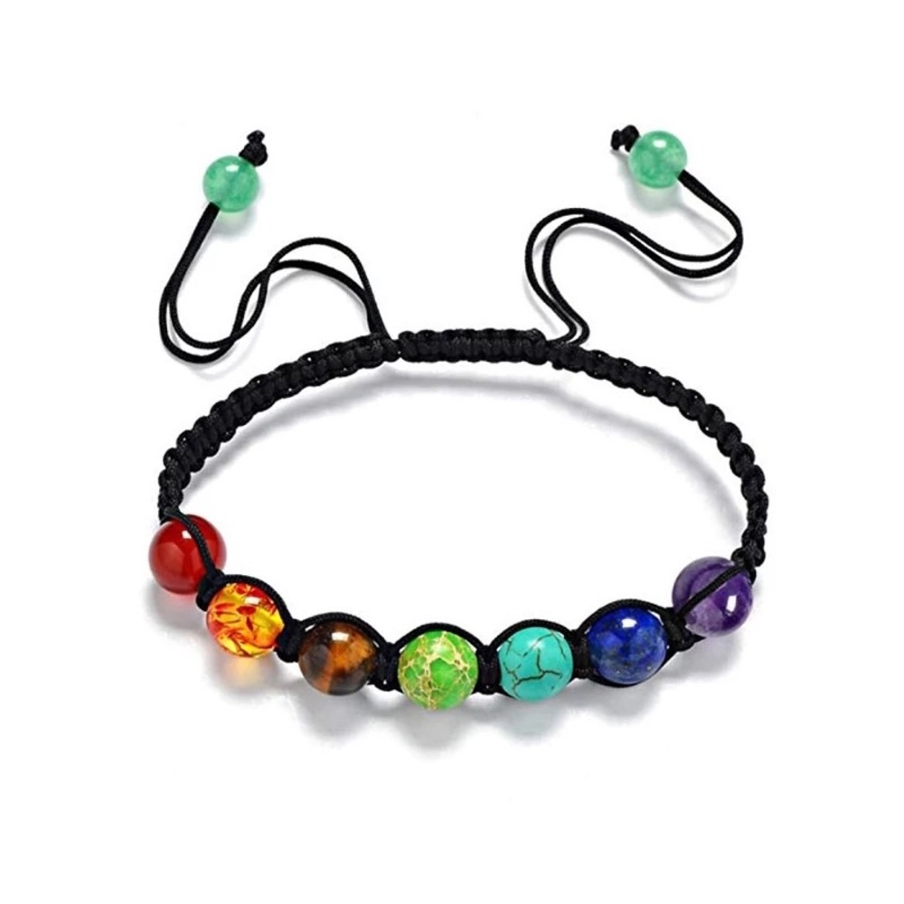 Chakra bracelet multicolored beads on macrame
